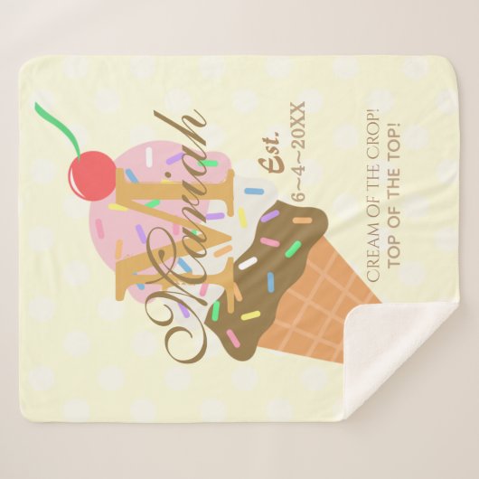 Eiscreme-Kone mit Sprinklen und Kirsche oben Sherpadecke (Vorderseite (Horizontal))