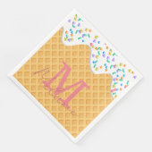 Eiscreme-Kone mit Vanilla-Zuckerguss und Sprinklen Serviette (Ecke)