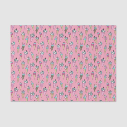 Eiscreme-Kone-Muster Seidenpapier (Vorderseite)
