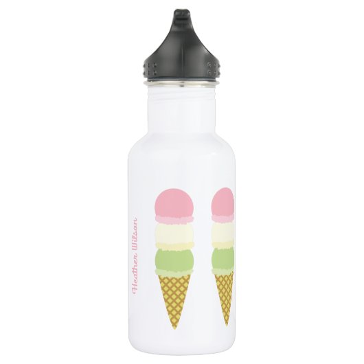 Eiscreme Kone Niedlich Kids Wasserflasche mit Name (Rechts)