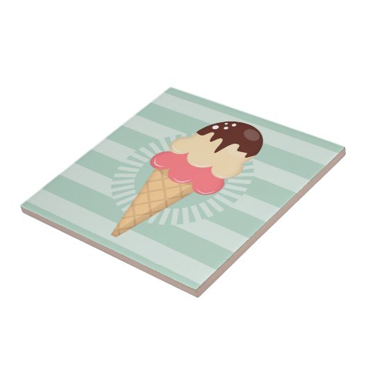 Eiscreme-Kone - Niedliche Schokolade Vanilla Minze Fliese (Seite)