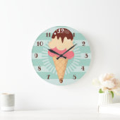 Eiscreme-Kone - Niedliche Schokolade Vanilla Minze Große Wanduhr (Zuhause)