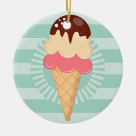 Eiscreme-Kone - Niedliche Schokolade Vanilla Minze Keramik Ornament
