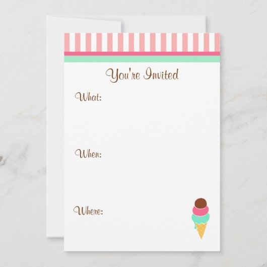 Eiscreme-Kone-Party Einladungen (Rückseite)