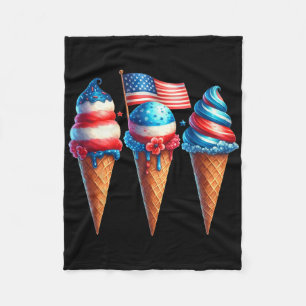 Eiscreme-Kone-Scoops für die amerikanische Flagge  Fleecedecke