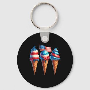 Eiscreme-Kone-Scoops für die amerikanische Flagge Schlüsselanhänger