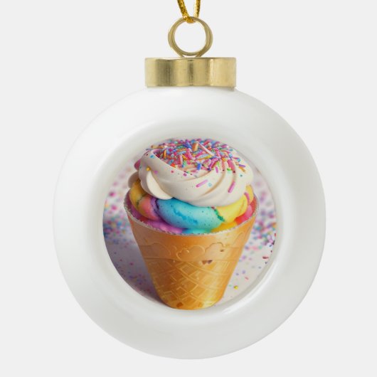 Eiscreme-Kone-Sprinklen Keramik Kugel-Ornament (Vorderseite)