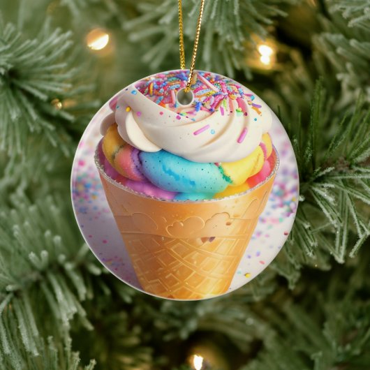 Eiscreme-Kone-Sprinklen Keramik Ornament (Baum)