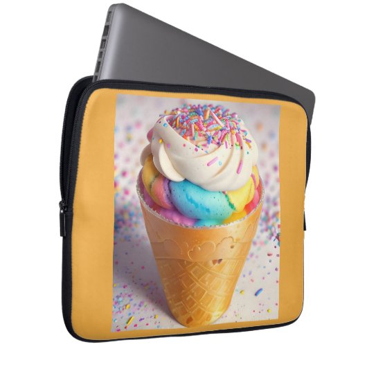 Eiscreme-Kone-Sprinklen Laptopschutzhülle (Vorne Rechts)