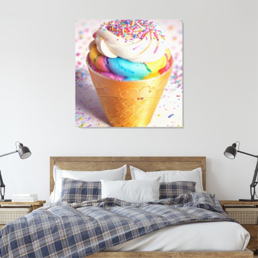 Eiscreme-Kone-Sprinklen Leinwanddruck (Insitu (Schlafzimmer))