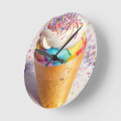 Eiscreme-Kone-Sprinklen Runde Wanduhr (Winkel)