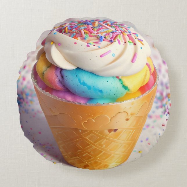 Eiscreme-Kone-Sprinklen Rundes Kissen (Vorderseite)