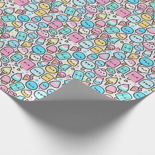 Eiscreme-Kone und Popsicle Doodles Geschenkpapier (Ecke)