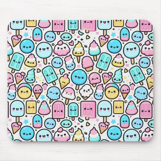 Eiscreme-Kone und Popsicle Doodles Mousepad (Vorne)