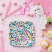 Eiscreme-Kone und Popsicle Doodles Pappteller (Party)