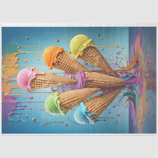 Eiscreme-Konus Pastellfarben Tissue Seidenpapier (Vorderseite)