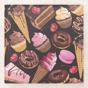 Eiscreme, Kuchen, Kuchen und Käsekuchen Glasuntersetzer