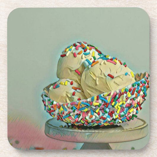 Eiscreme-Kugelsprinkles Getränkeuntersetzer (Vorderseite)