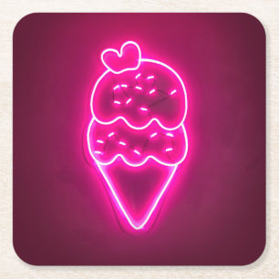 Eiscreme-Kunst Erdbeereiscreme-Clip-Art-Malerei Rechteckiger Pappuntersetzer