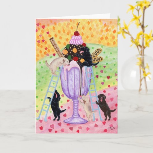 Eiscreme-Labradore Karte (Gelbe Blume)