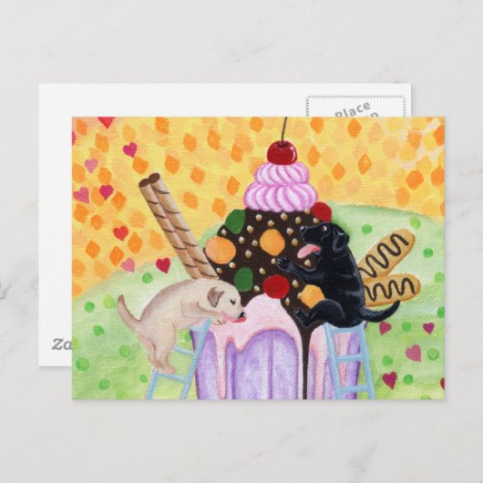 Eiscreme Labradors Postkarte (Vorne/Hinten)