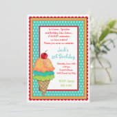 Eiscreme-Leckereien Geburtstagsjunge Einladungen (Stehend Vorderseite)