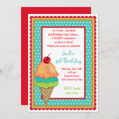 Eiscreme-Leckereien Geburtstagsjunge Einladungen (Vorne/Hinten)