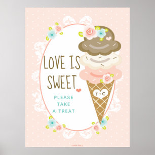 Eiscreme Liebe ist süß Bitte nehmen Sie eine Lecke Poster