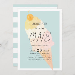 Eiscreme Light Blue 1. Geburtstag Einladung