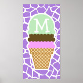 Eiscreme; Lila Giraffe, Amethyst Poster (Vorne)