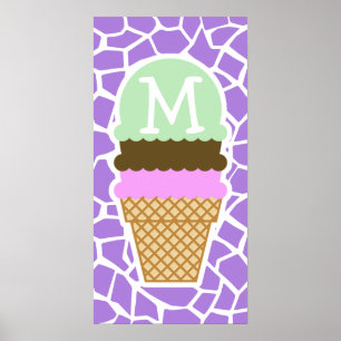 Eiscreme; Lila Giraffe, Amethyst Poster