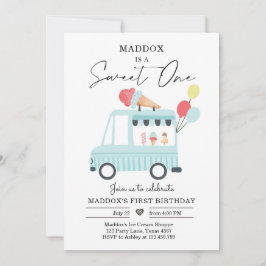 Eiscreme LKW 1. Geburtstag Einladen Junge Süße 1 Einladung