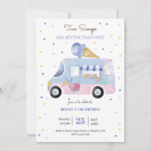 Eiscreme-LKW 2 Scoops 2. Geburtstag Einladung (Vorderseite)