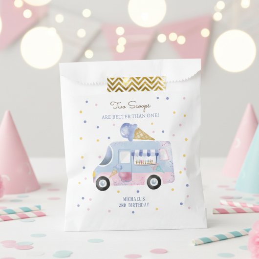 Eiscreme-LKW 2 Scoops 2. Geburtstag Geschenktütchen