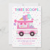 Eiscreme LKW Drei Schotte Spaß 3. Geburtstag Einladung (Vorderseite)