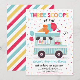 Eiscreme LKW Drei Schotte Spaß 3. Geburtstag Einladung
