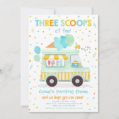 Eiscreme LKW Drei Schotte Spaß 3. Geburtstag Einladung (Vorderseite)