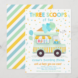 Eiscreme LKW Drei Schotte Spaß 3. Geburtstag Einladung