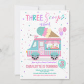 Eiscreme LKW Drei Schotten Spaß 3. Geburtstag Einladung (Vorderseite)