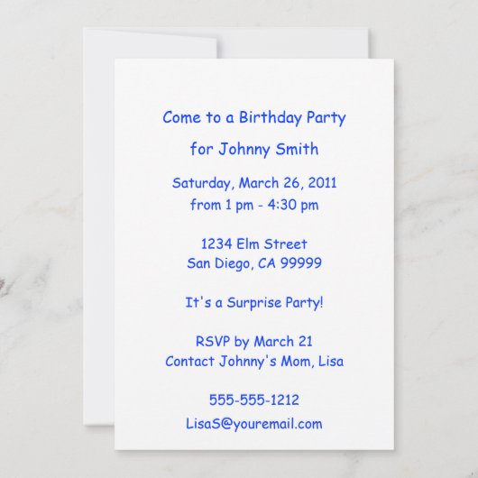 Eiscreme-LKW Einladung (Rückseite)