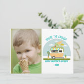 Eiscreme LKW Foto Grünes Klassenzimmer Valentine Karte (Stehend Vorderseite)
