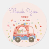 Eiscreme-LKW-Scoops für lustigen Kindergeburtstag Runder Aufkleber (Vorderseite)