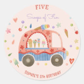 Eiscreme-LKW-Scoops für lustigen Kindergeburtstag Runder Aufkleber (Vorderseite)