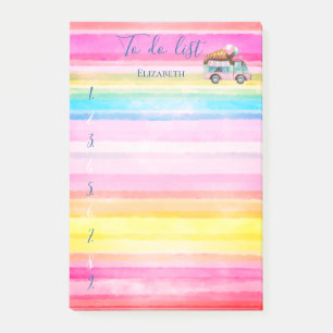 Eiscreme-LKW-Wasserfarbe-gestreifte To-Do-Liste Post-it Klebezettel