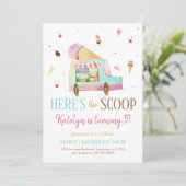 Eiscreme-Lkw zum Geburtstag Einladung (Stehend Vorderseite)