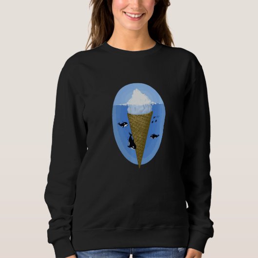 Eiscreme Lover Iceberg im Ozean Surreal Orca Wal Sweatshirt (Vorderseite)