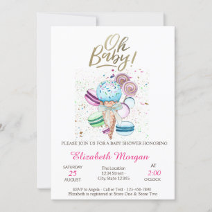 Eiscreme-Macarons Oh Baby Sommer-Baby-Party Einladung