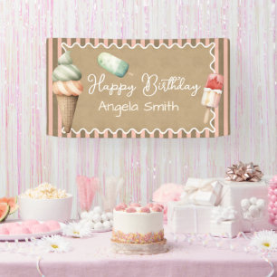 Eiscreme-Mädchen-Geburtstag-Kraftpapier Banner