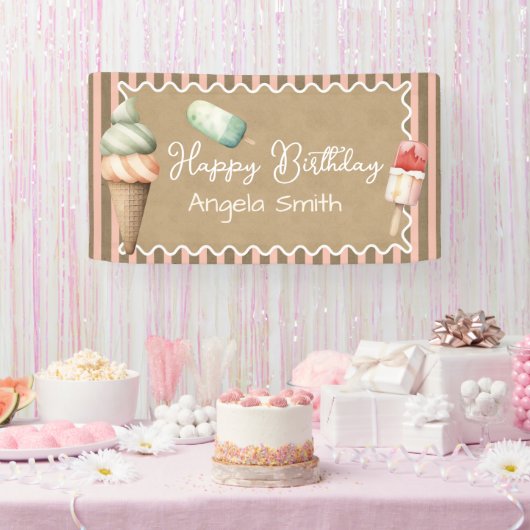 Eiscreme-Mädchen-Geburtstag-Kraftpapier Banner (Party)
