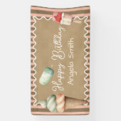 Eiscreme-Mädchen-Geburtstag-Kraftpapier Banner (Vertikal)